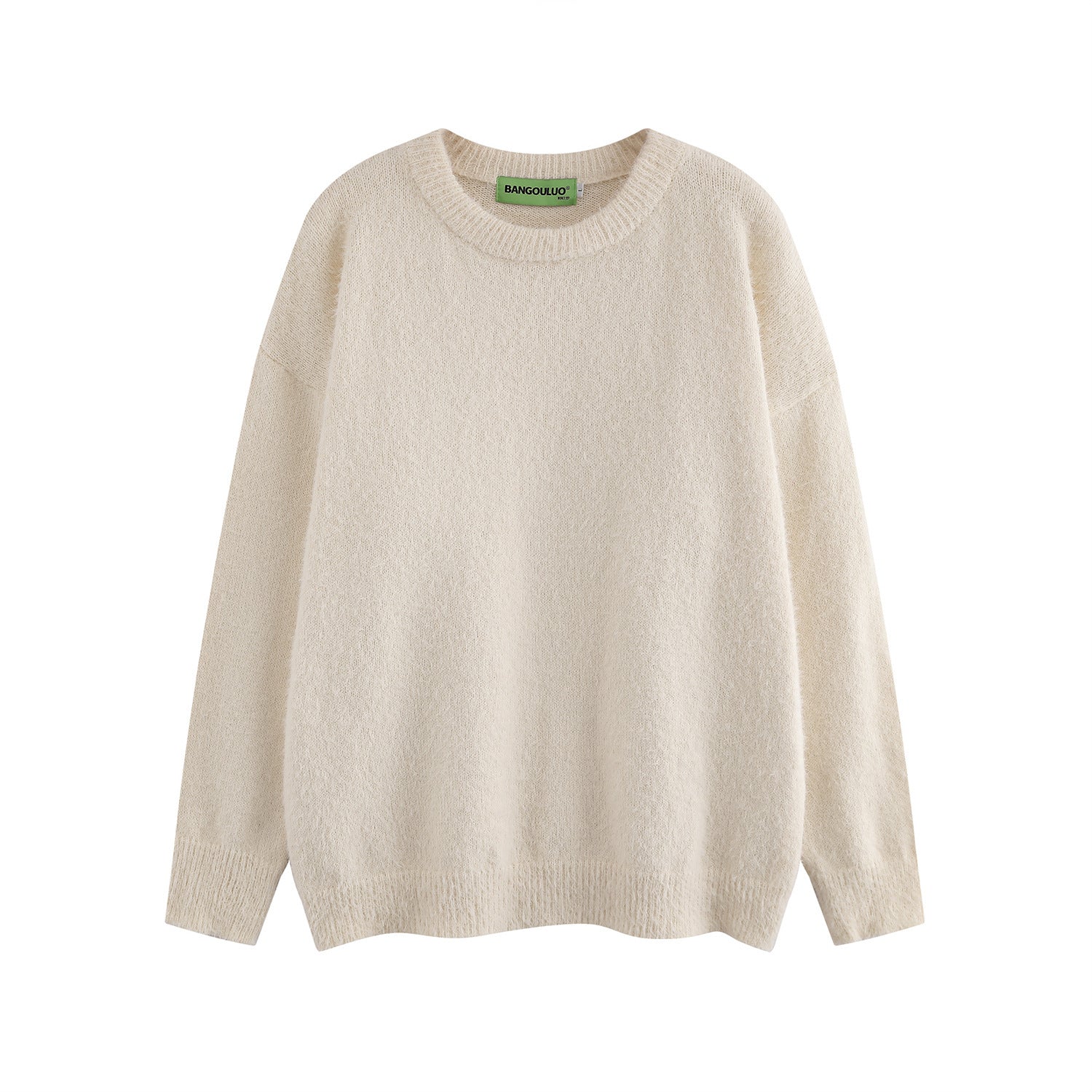 American Retro Simple Solid Color Crew Neck Pullover Sweater Men And Women