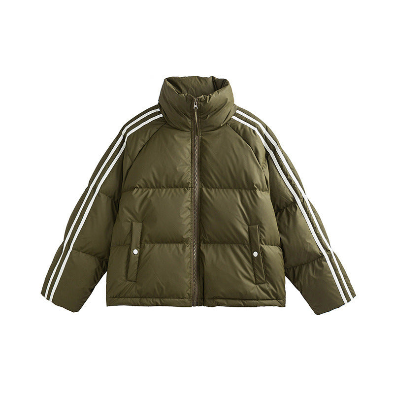 Striped Stitching Thickening Solid Color Down Jacket