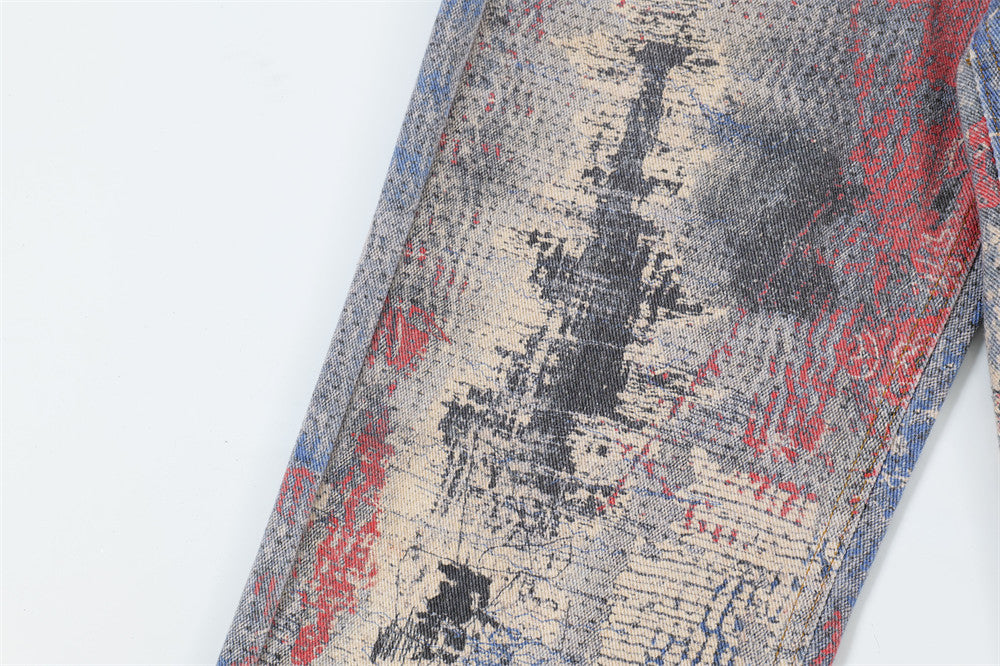 Fashion Painting Graffiti Denim Trousers Men