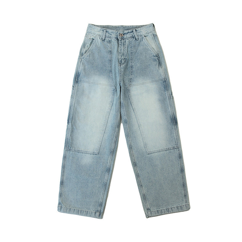 Vintage Light Blue Washed Jeans For Men