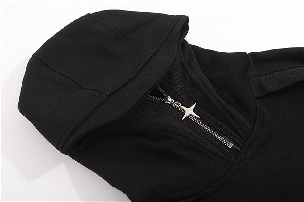 Stitching Half Zipper Hooded Sweater For Men