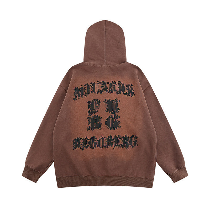 Gothic Letter Printed Hoodie Men