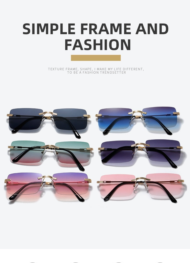 Frameless Personality Square Sea Sunglasses Comfortable Sun Glasses