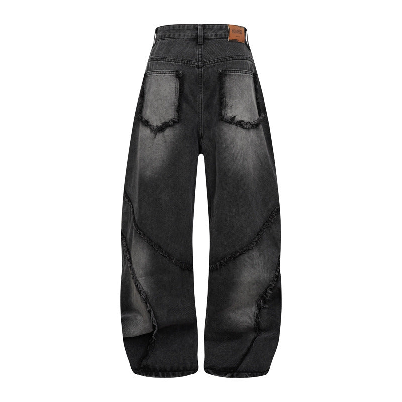 Heavy Industry Washed Old Straight Loose Wide-leg Draggle-tail Trousers