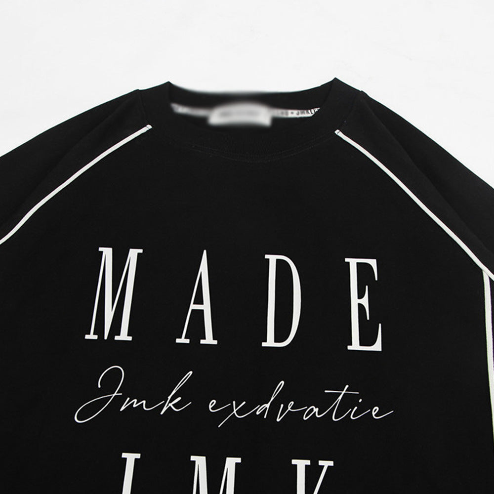 Street Fashion Embroidered Letter Crew Neck Sweater For Men