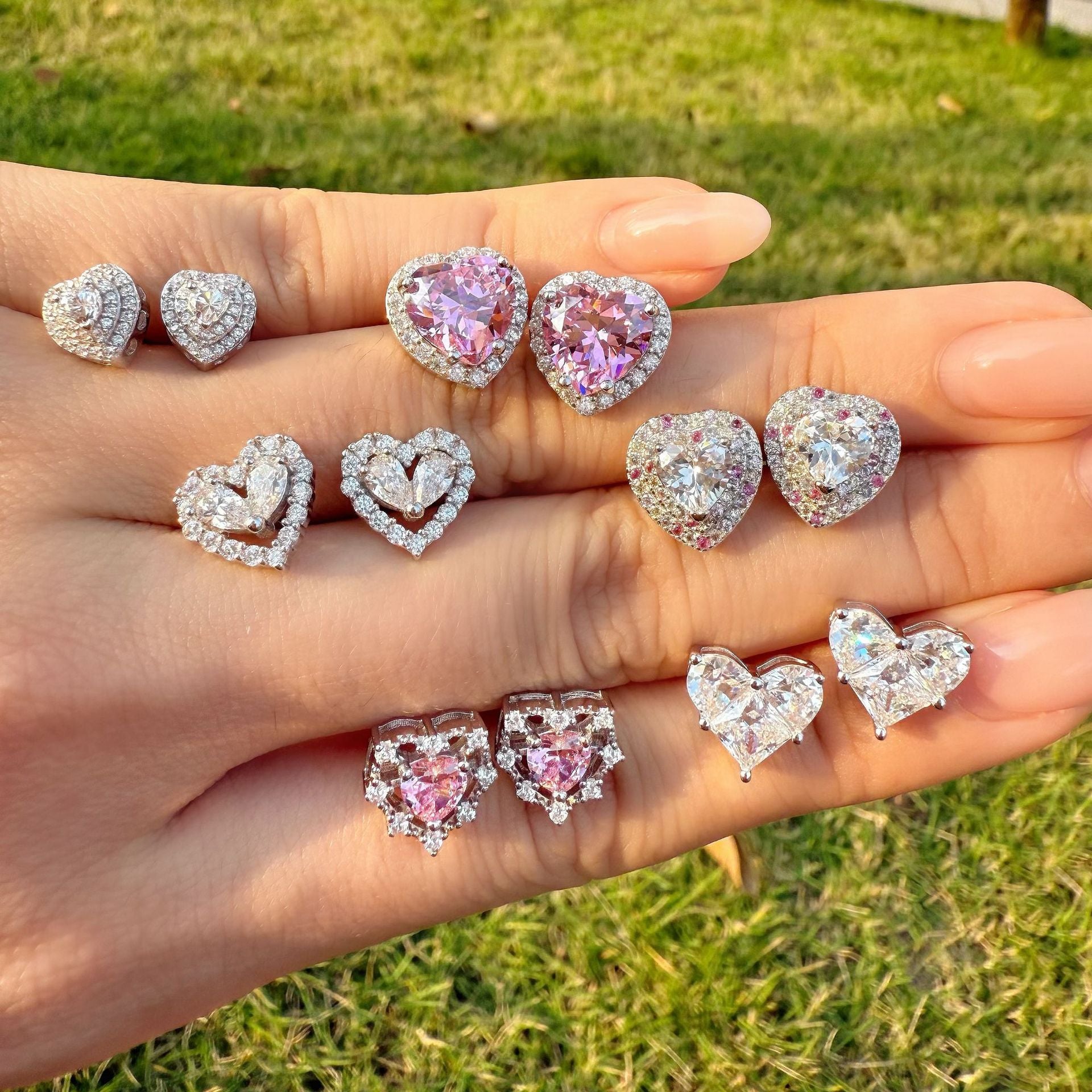 S925 Earrings Sterling Silver  High Quality  Loving Heart Zircon