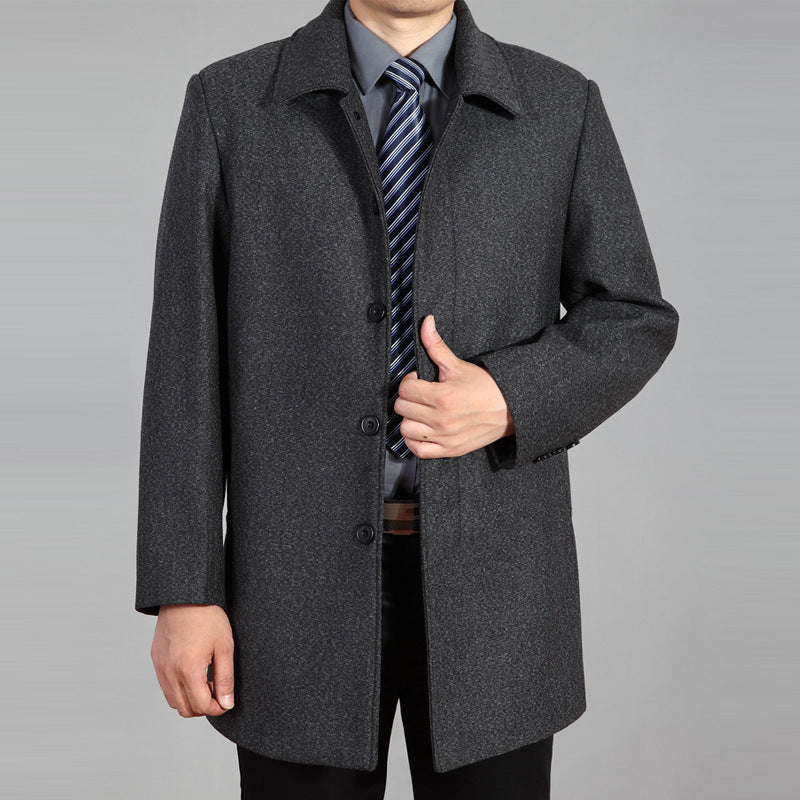 Middle-aged And Elderly Men's Woolen Coat Mid-length