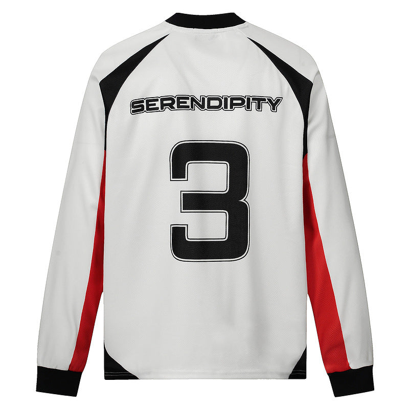 American Retro Stitching Long Sleeve T-shirt Men