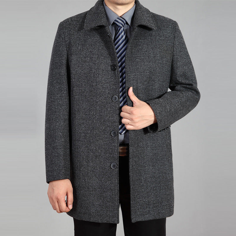 Middle-aged And Elderly Men's Woolen Coat Mid-length