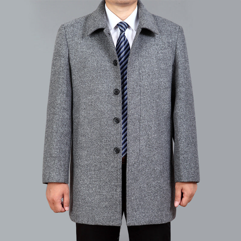 Middle-aged And Elderly Men's Woolen Coat Mid-length