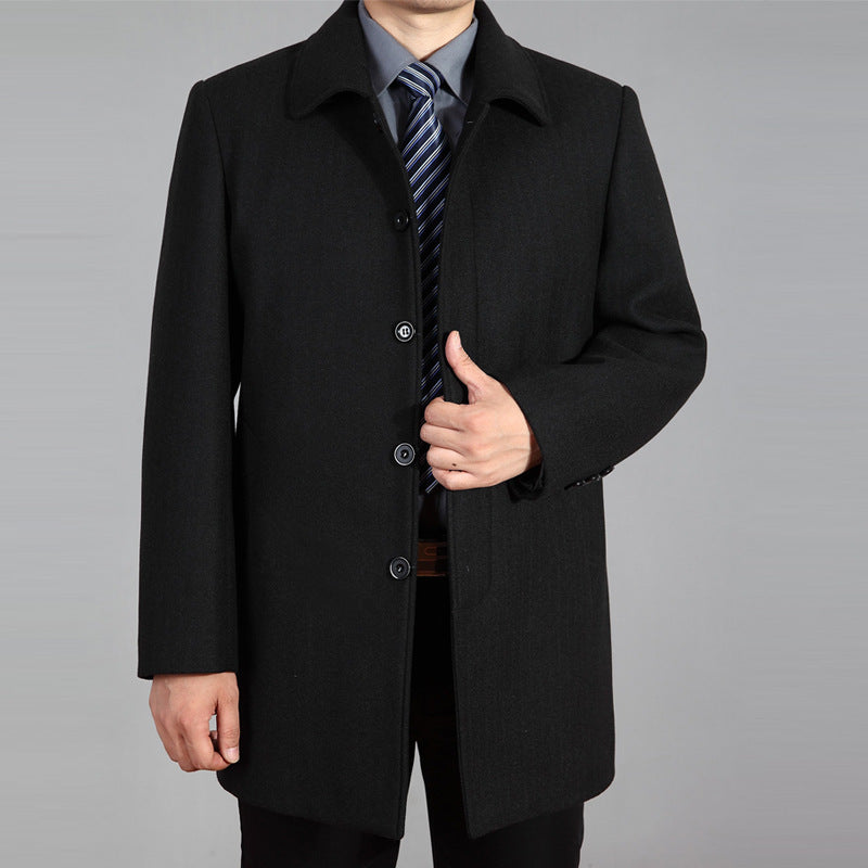 Middle-aged And Elderly Men's Woolen Coat Mid-length