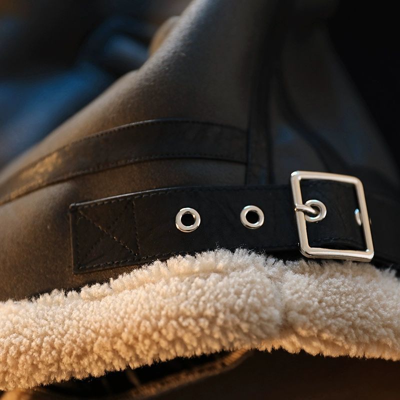 Men's Winter Fleece Cashmere Leather Coat