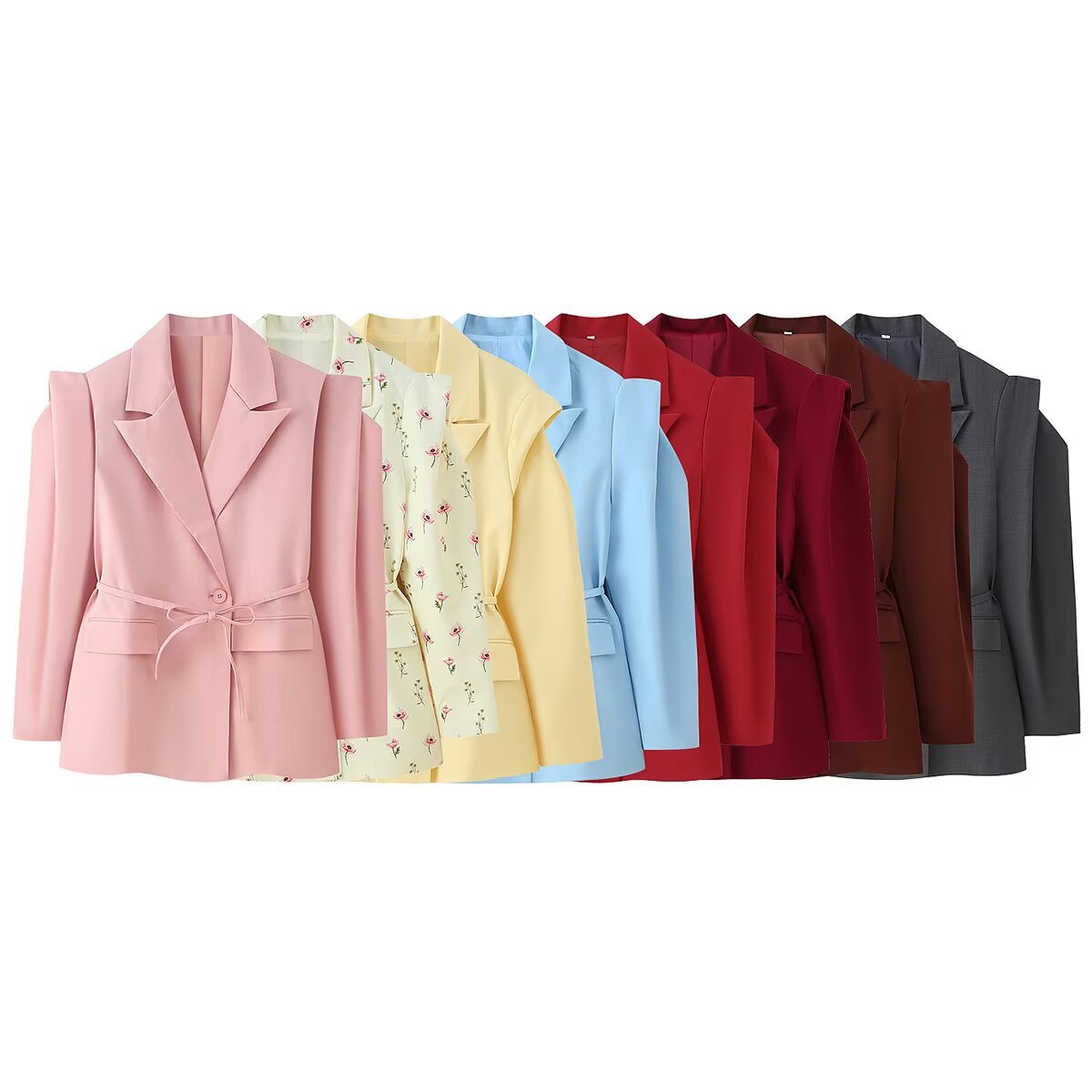 Women's Waist-controlled Lace-up Padded Shoulder Blazer