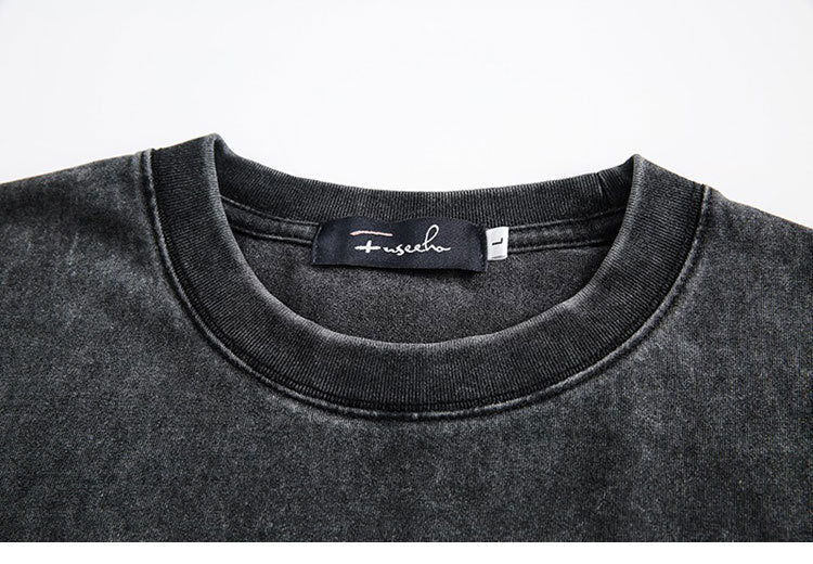 Summer Retro Worn Looking Washed-out Letter Print Short-sleeve T-shirt