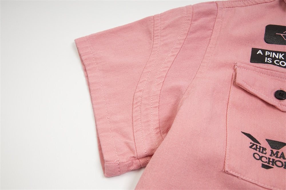 Fashion Letter Print Short-sleeve Shirt Men