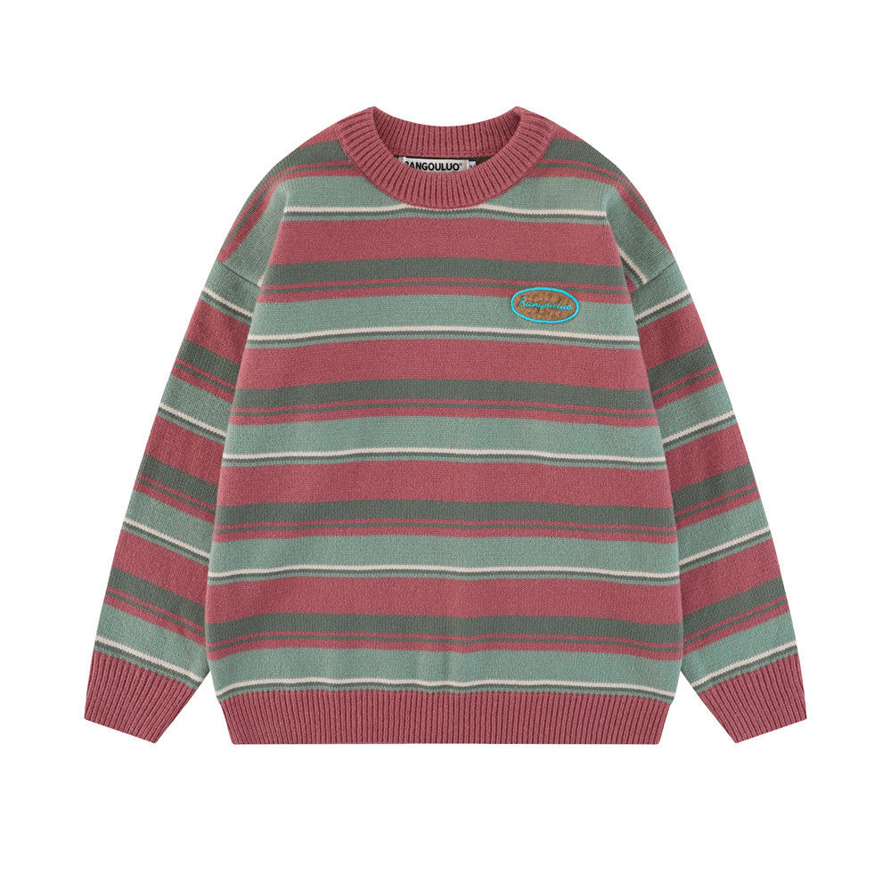 Idle Style Contrast Color Pullover Knitwear Casual Bottoming Shirt