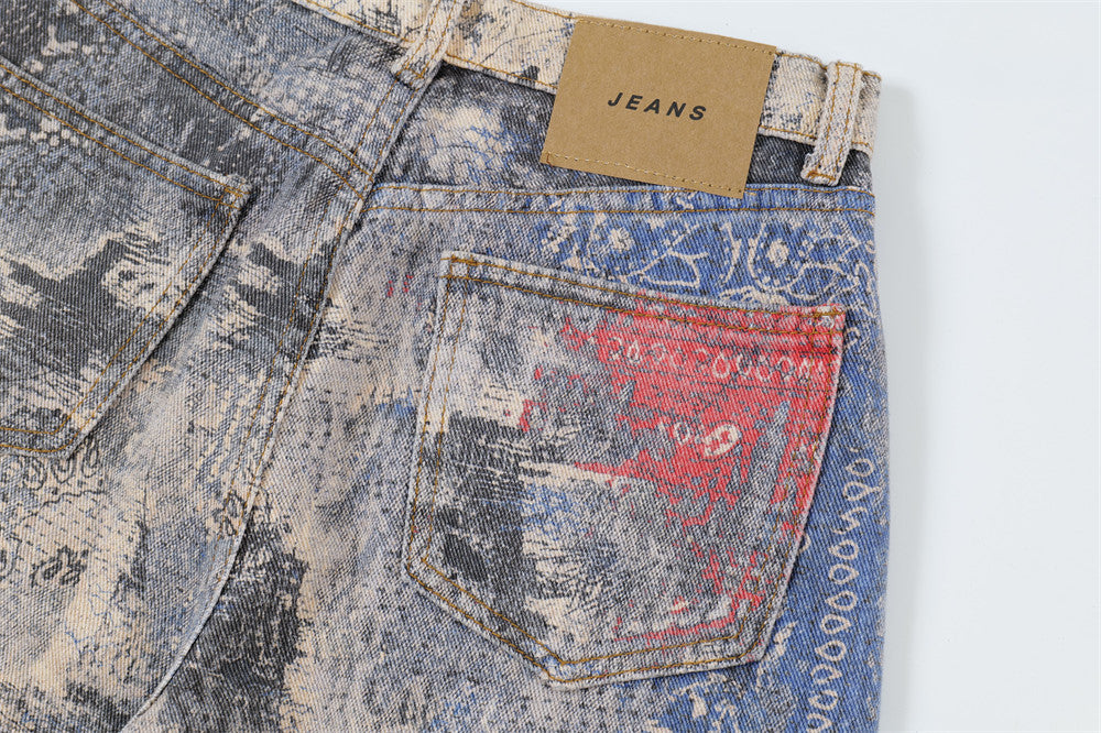Fashion Painting Graffiti Denim Trousers Men