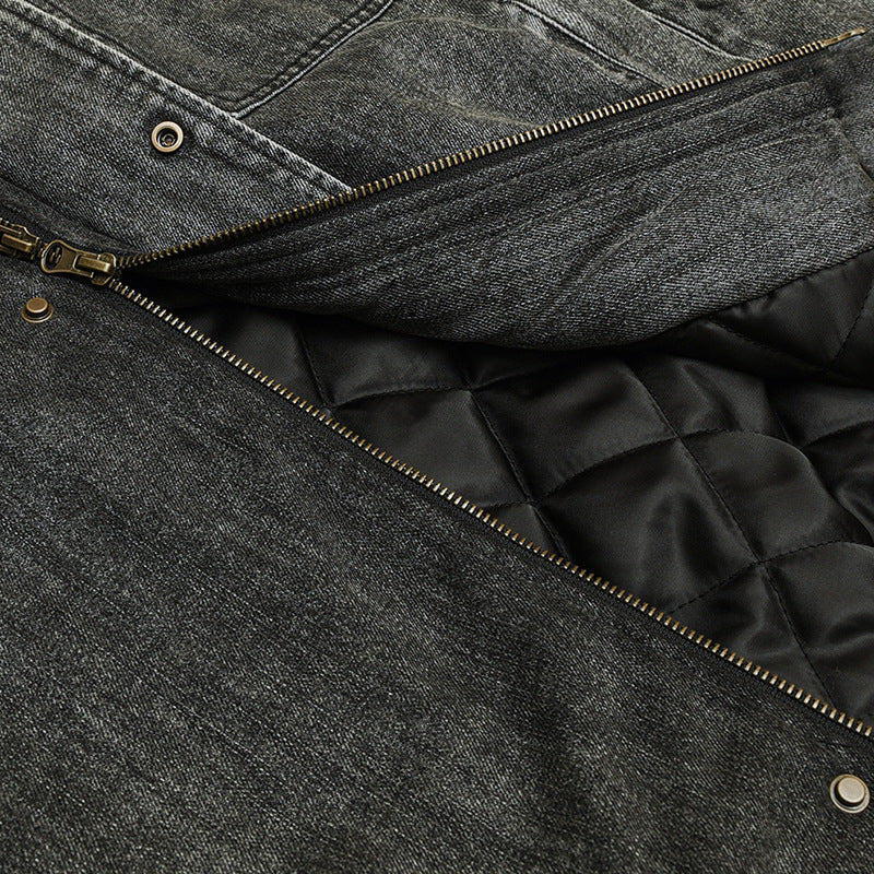 New Solid Color Three-dimensional Pocket Decorative Hooded Cotton-padded Coat