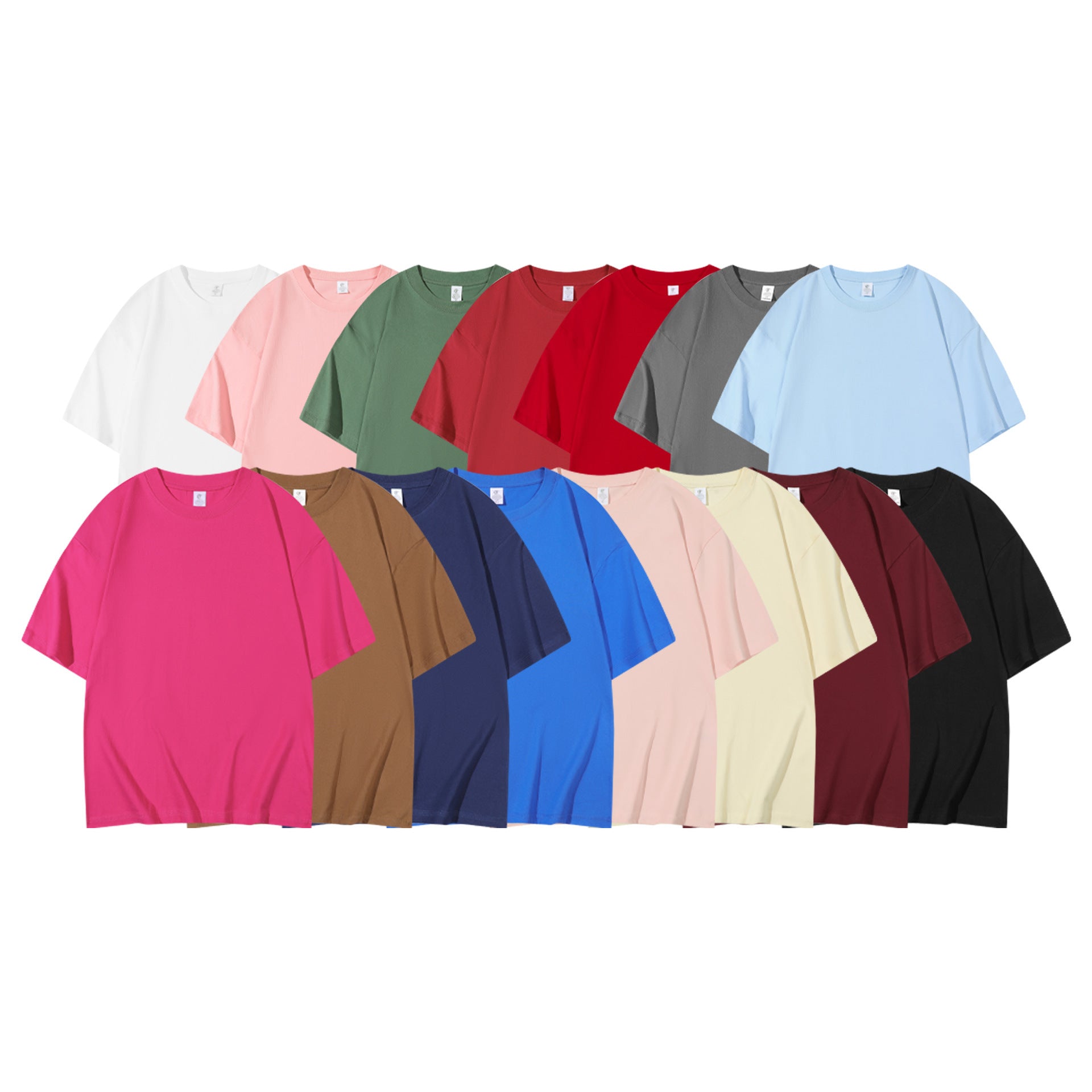 Cotton T-shirt Men's 220g Heavy Solid Color Round Neck Short Sleeves