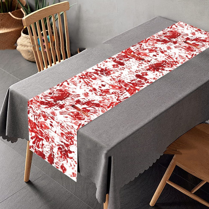 Horror Happy Halloween Tablecloth Bloody Handprint Table Cover Festival Halloween Party  Tablecloth Decoration Supplies