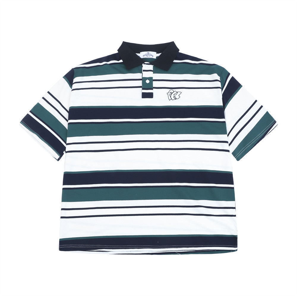 Contrast Color Striped Polo Shirt For Men
