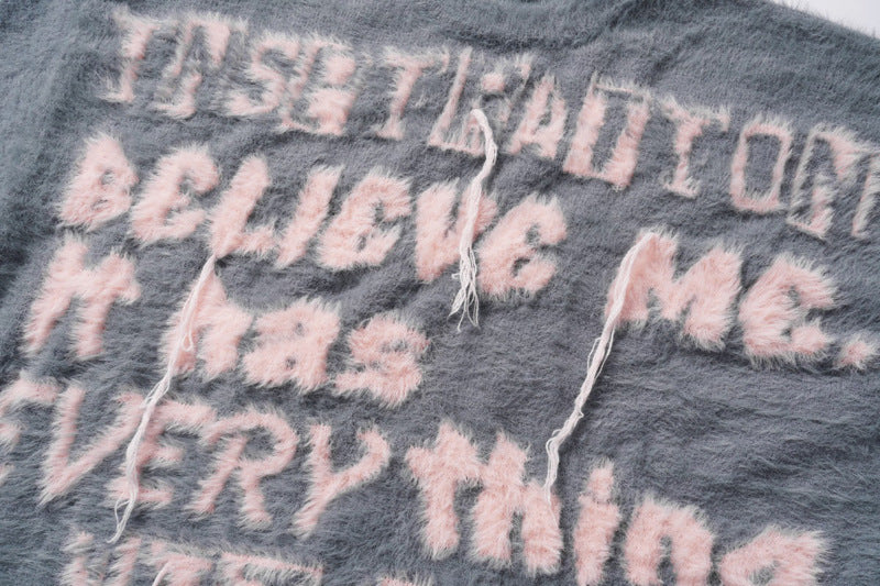 Retro Fashion Brand Contrast Color Letter Tassel Sweater Men