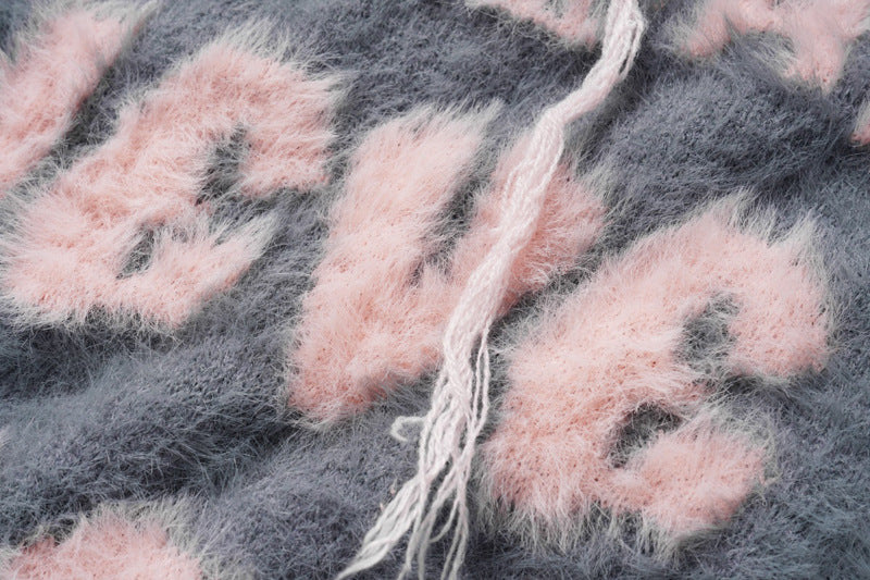 Retro Fashion Brand Contrast Color Letter Tassel Sweater Men