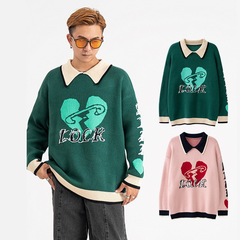 American Love Lapel  Sweater For Men And Women