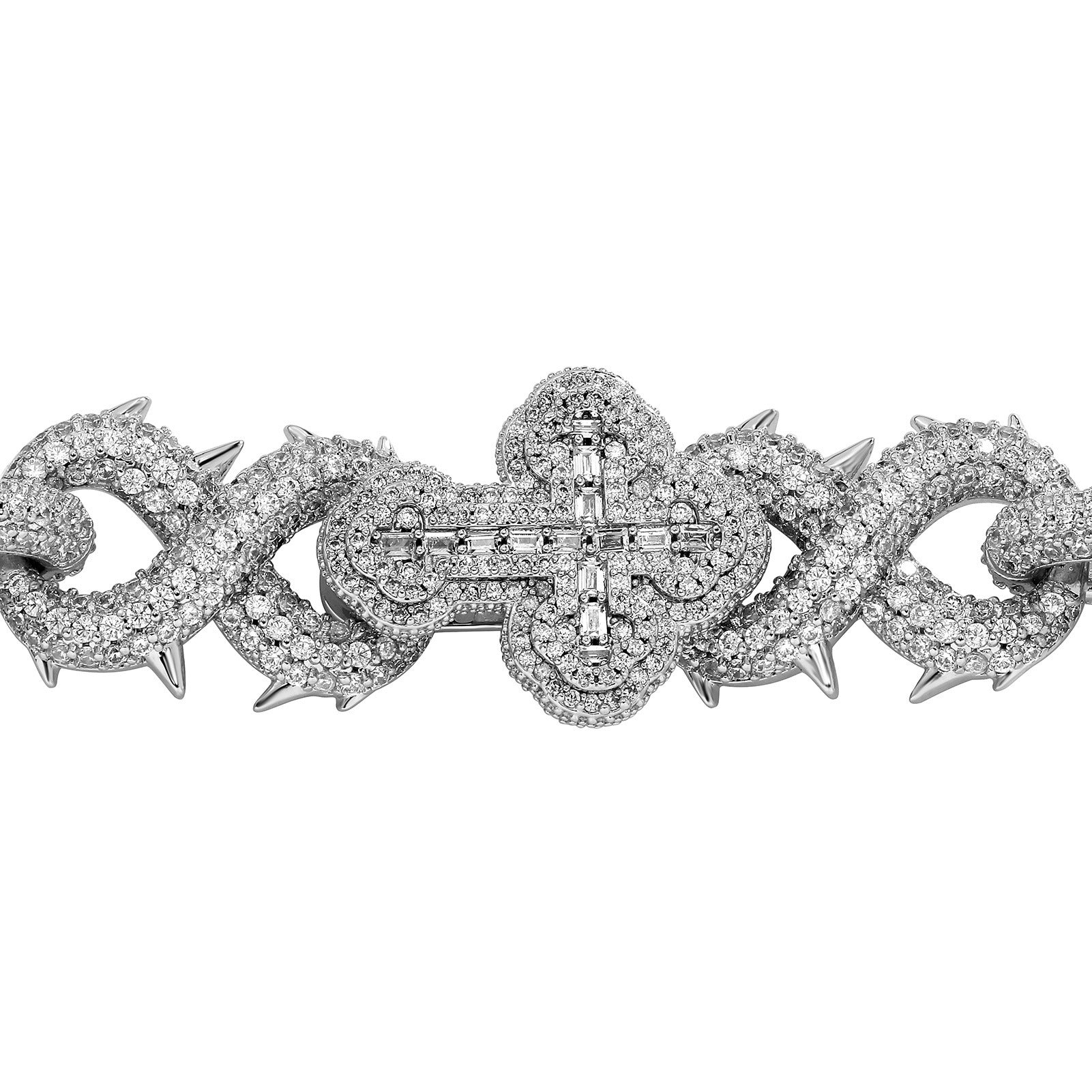 European Hip Hop 8 Words Thorns Cuban Link Chain Full Diamond