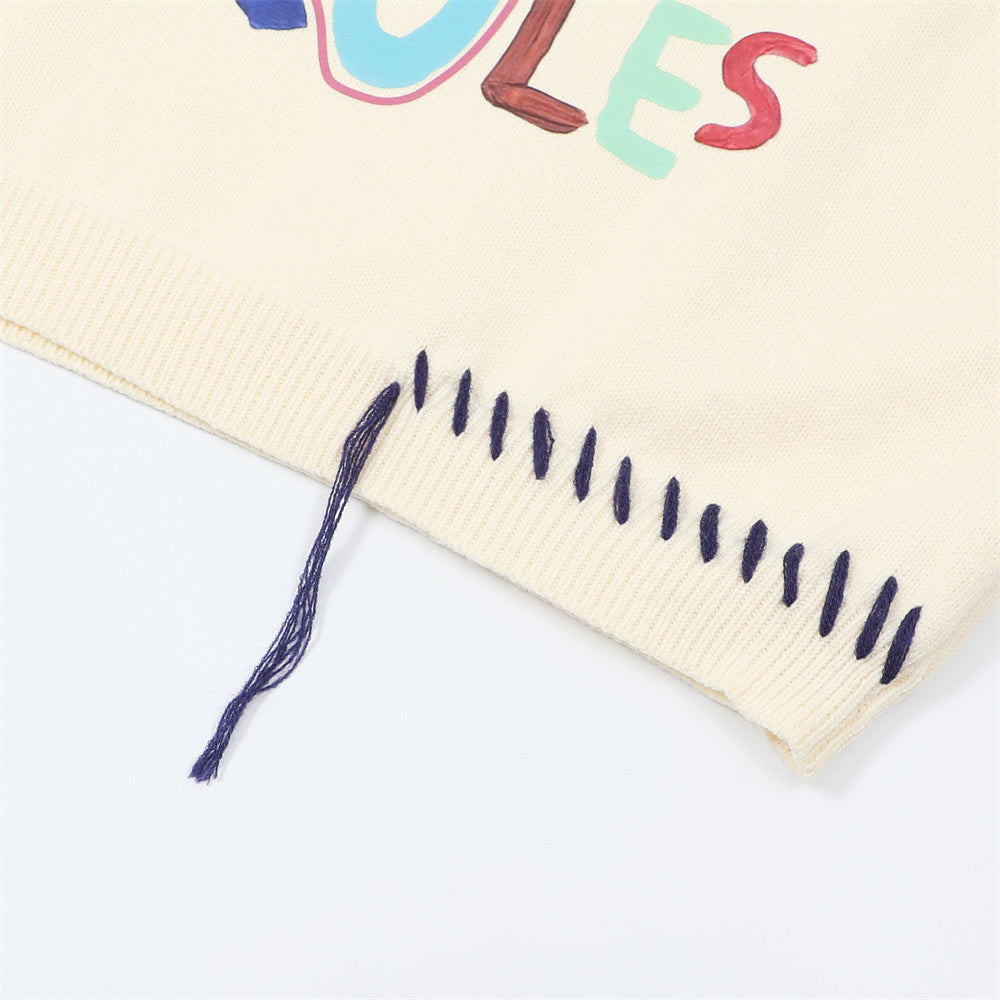 Letter Print Vest Sweater Men's Small