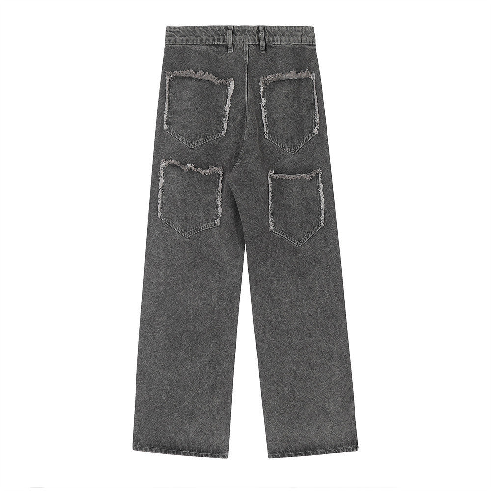 Five-pointed Star Lightning Stitching Jeans Men