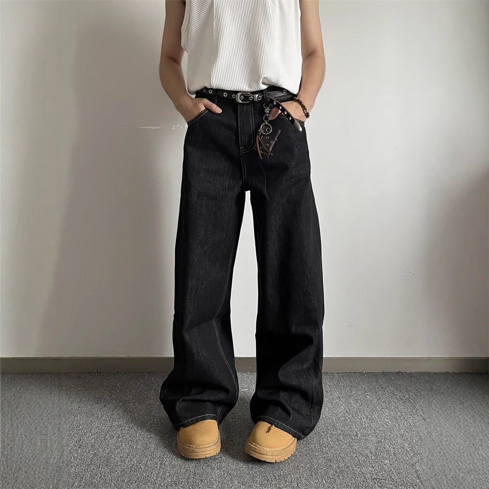 New Retro Men's And Women's Loose Wide-leg Jeans