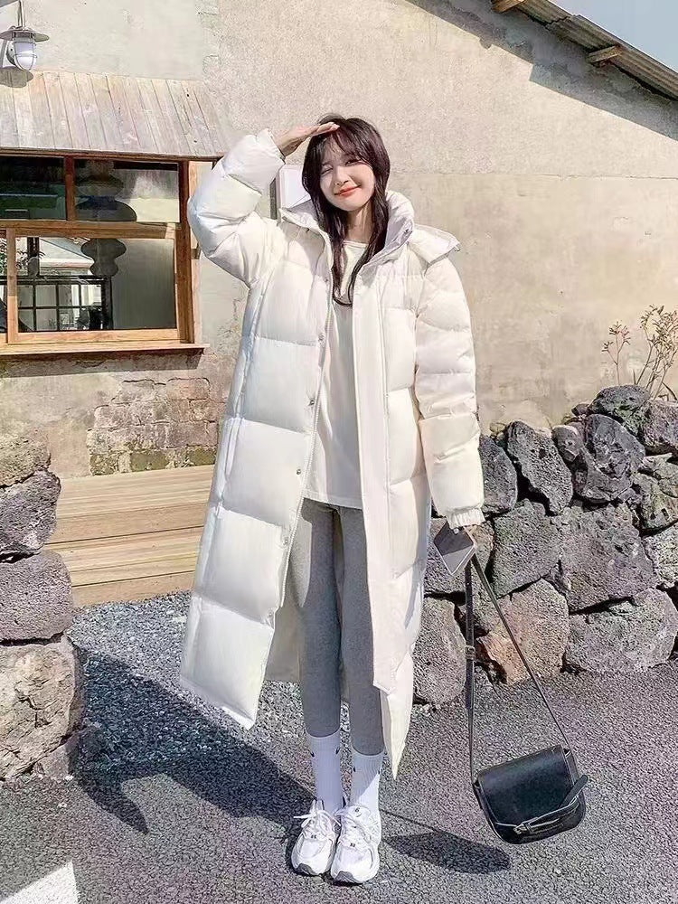Men And Women Couple Extended Over-the-knee Winter Thickened White Duck Down Coat