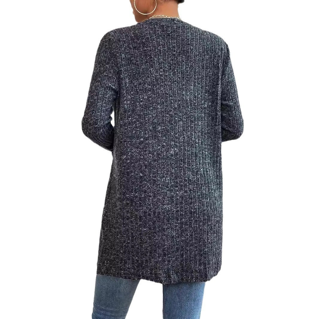 Knitted Cardigan Pocket Long Sleeve Coat Sweater