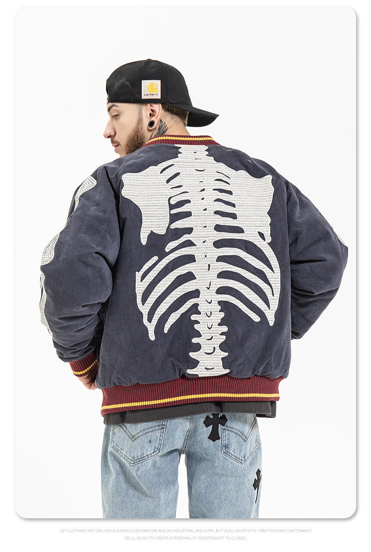 New Japanese Tide Brand Retro Embroidery Velvet Bone Suede Jacket Men Loose