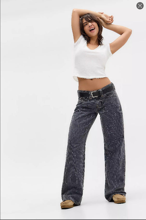 Women's Loose Retro Straight Striped Jeans