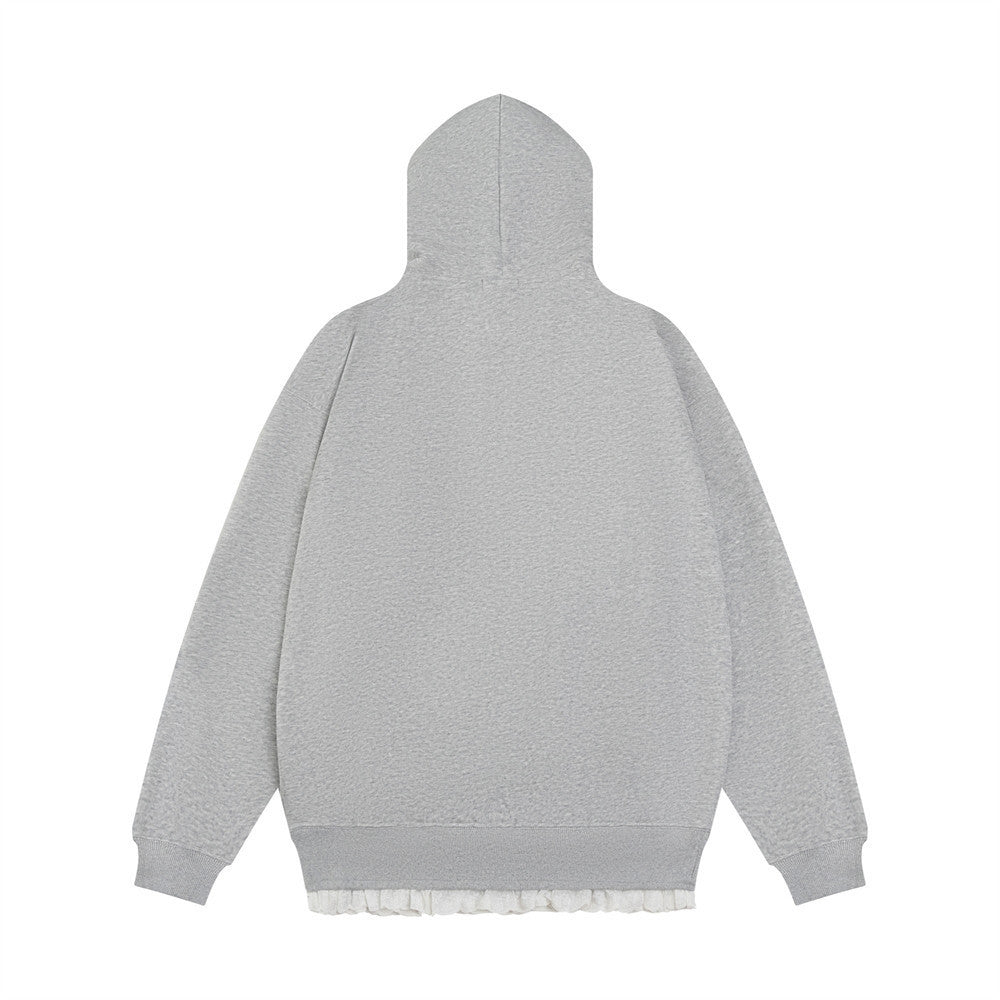 Letter Printed Lace Lace Hooded Sweater For Men