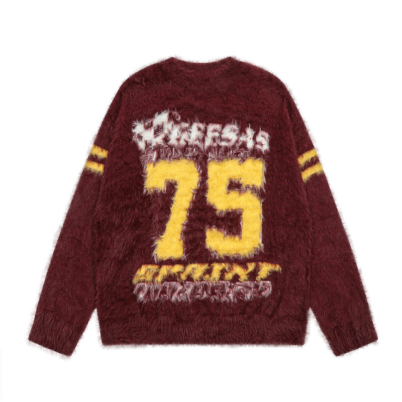 Number Of Letters Contrast Color Sweater Men And Women
