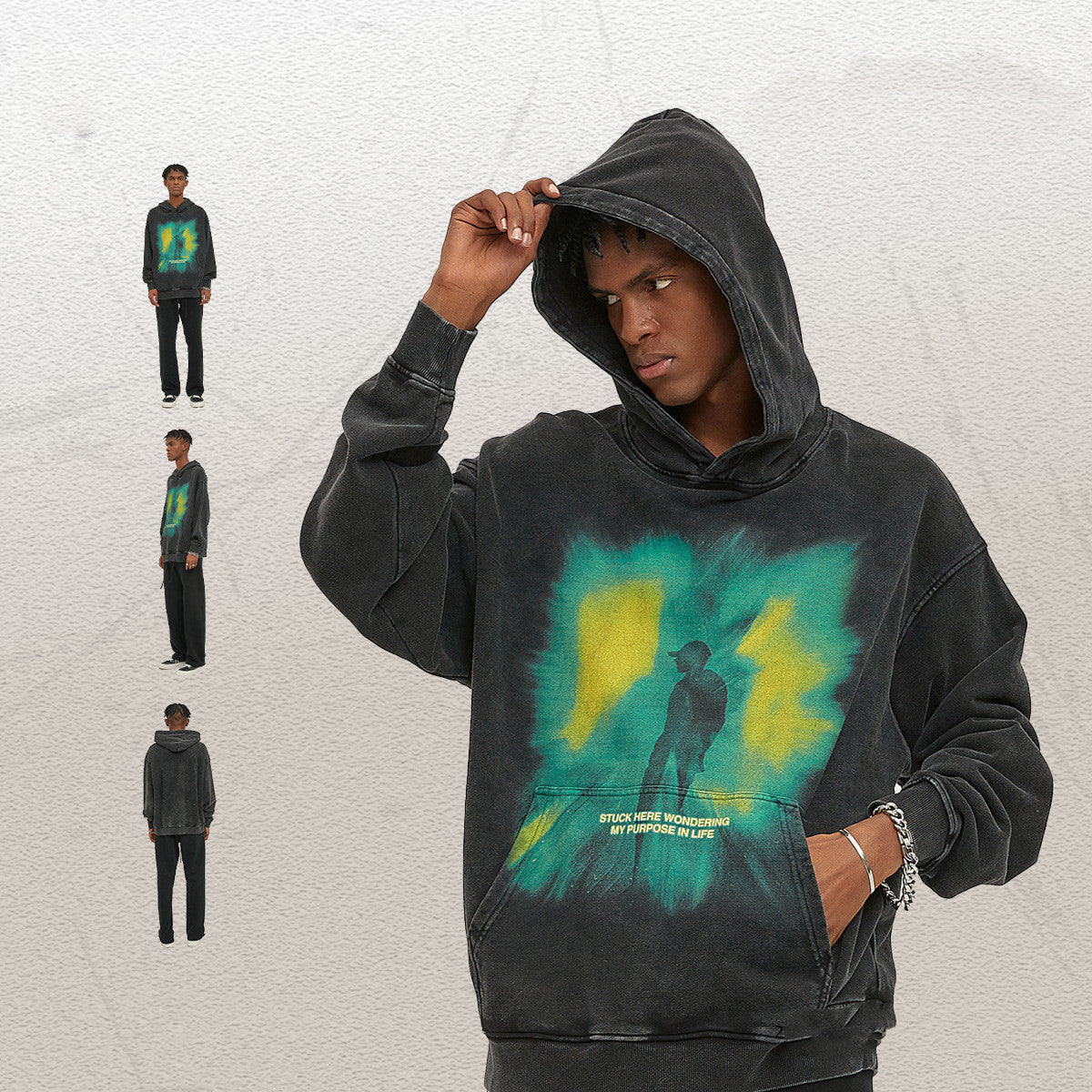 Sweater Fashion Brand Vintage Washed Men's Hoodie