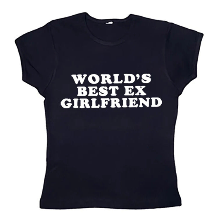 Letter Print Navel European And American Women's Clothing T-shirt