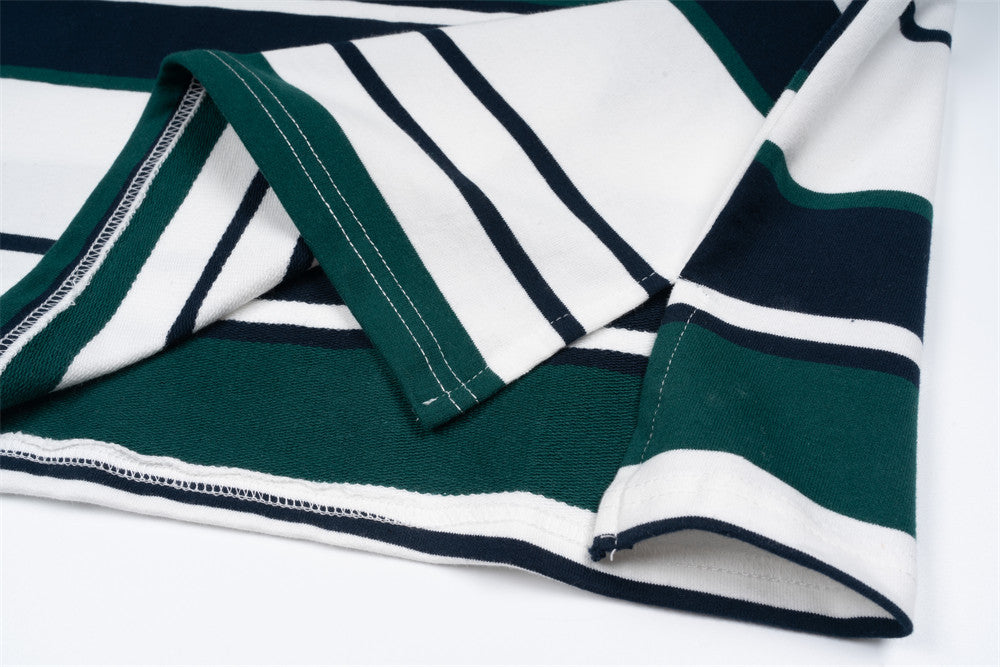 Contrast Color Striped Polo Shirt For Men