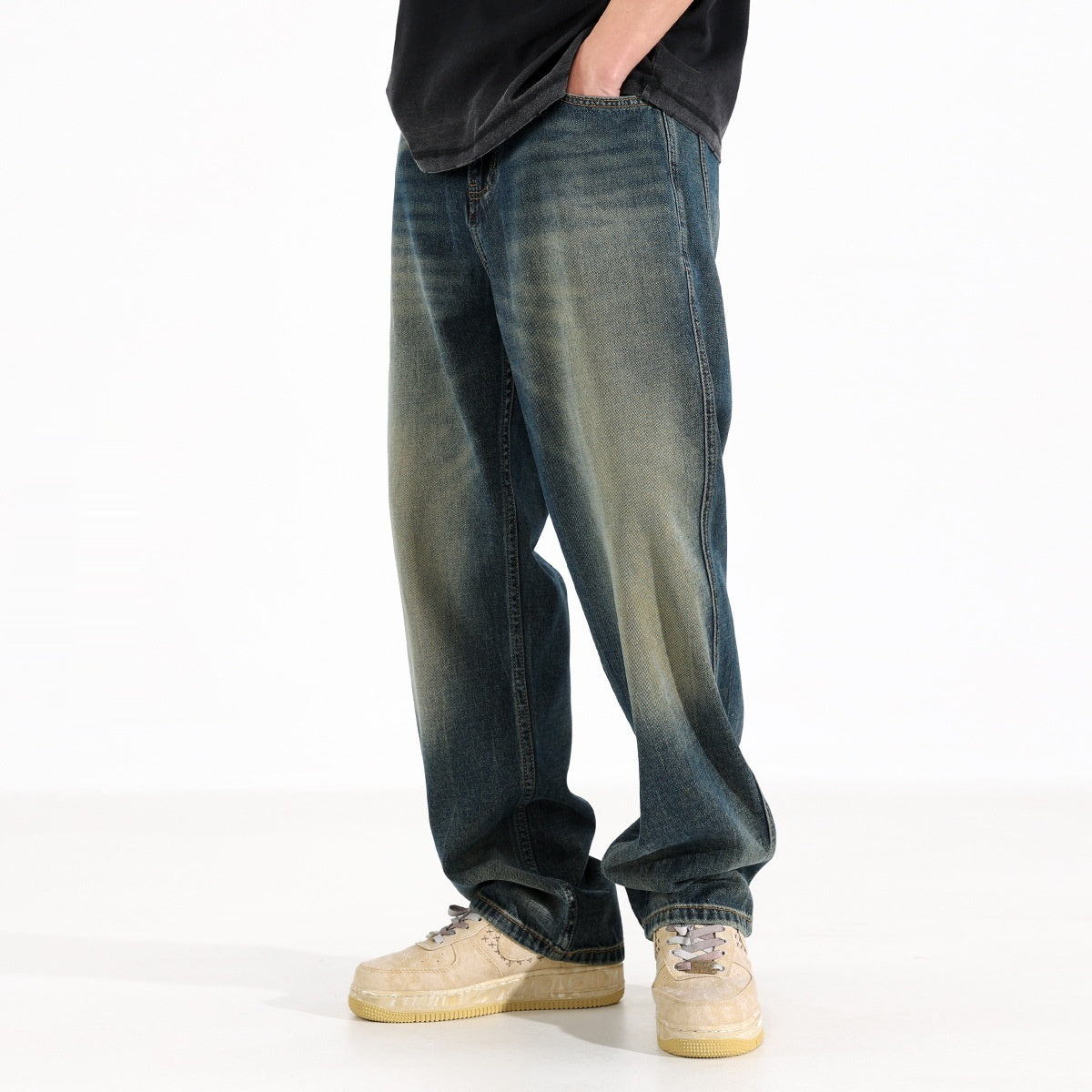 Casual Loose Drooping Straight Jeans For Men Spring