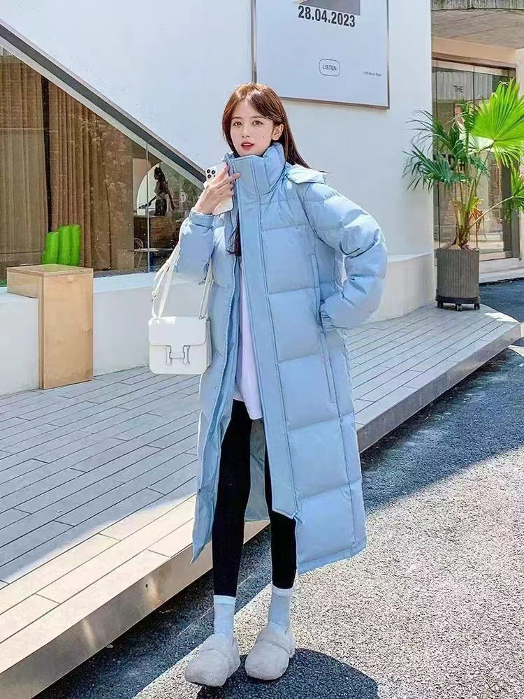 Men And Women Couple Extended Over-the-knee Winter Thickened White Duck Down Coat