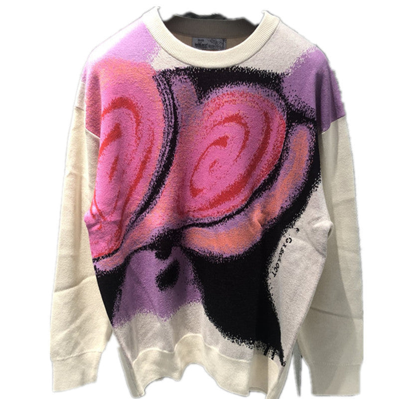 Trendy Casual Colorful Couple Low Collar Sweater