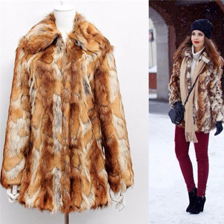 Warm Fashion Fur Tiger Pattern Slim Leather Jacket
