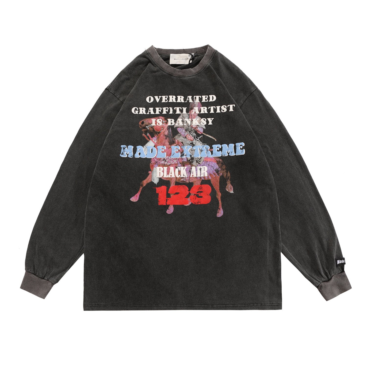 Women's Printed Wash Water Distressed Pullover Sweater