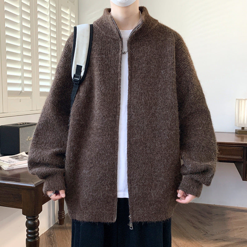 Men's Casual Stand Collar Cardigan Sweater