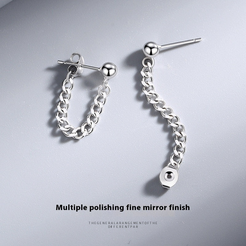 S925 Silver Back-mounted Simple Chain Stud Earrings