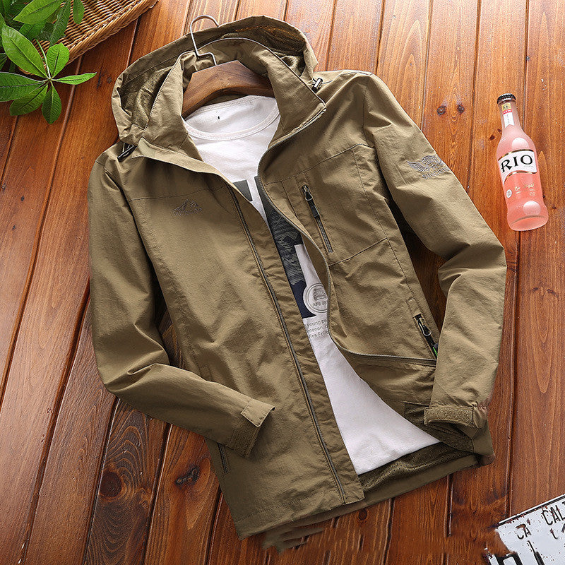 Men's Thin Casual Large Size Jacket Solid Color Outdoor Clothing