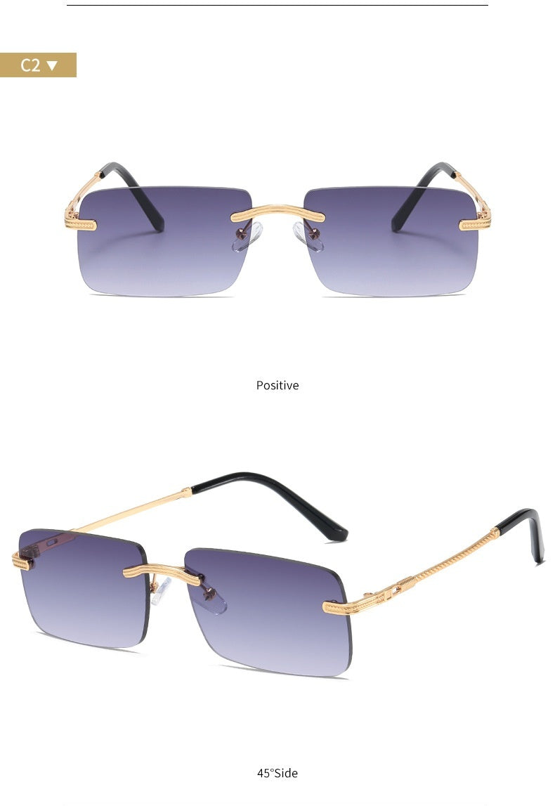 Frameless Personality Square Sea Sunglasses Comfortable Sun Glasses